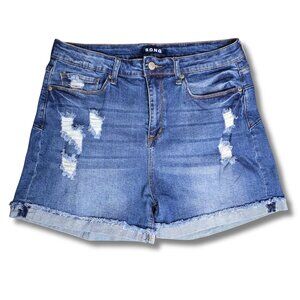 Women's Size 14 S.O.N.G. Stretch Cuffed Distressed High-Rise Shorts